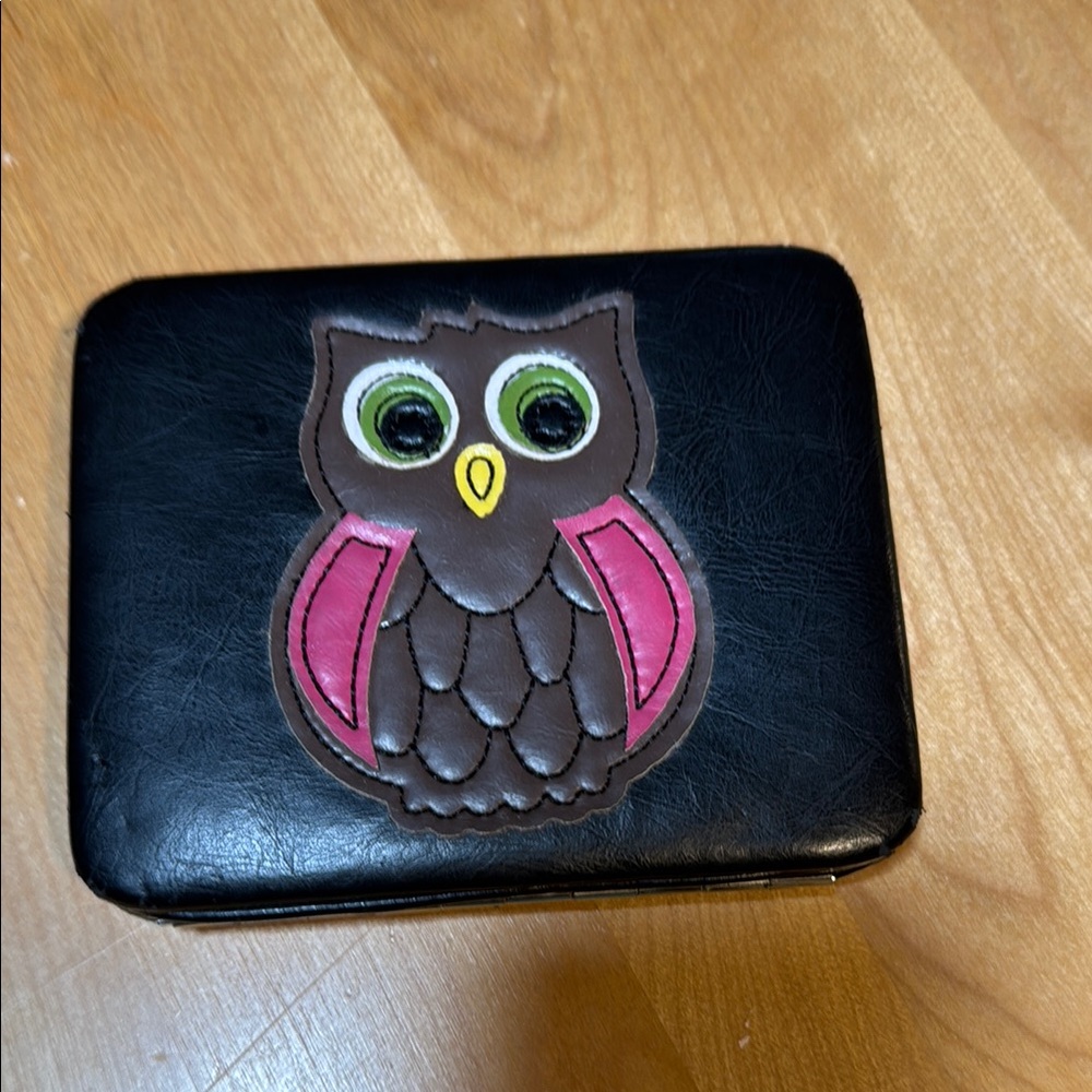 Black Wallet with Owl Design